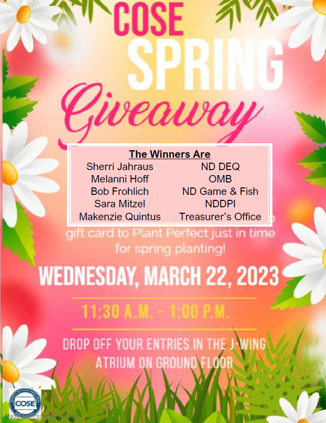 Spring Giveaway winners